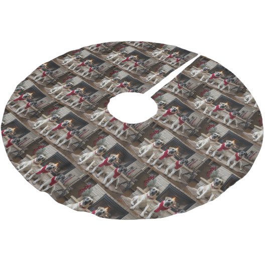 暖炉のクリスマスまでに行われたアナトリアの羊飼い ブラッシュドポリエステルツリースカート (アングル)