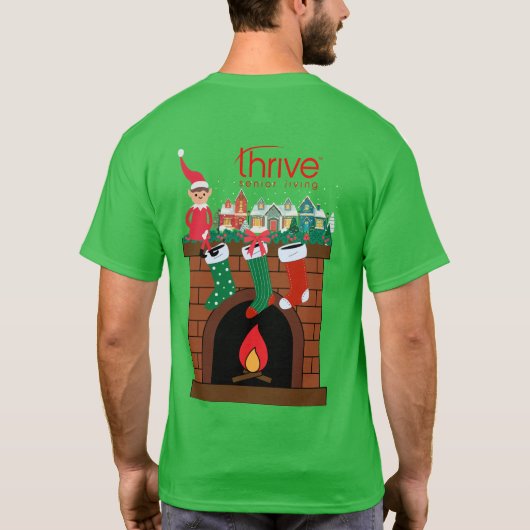 暖炉の上のエルフは成功Tシャツ Tシャツ (裏面)