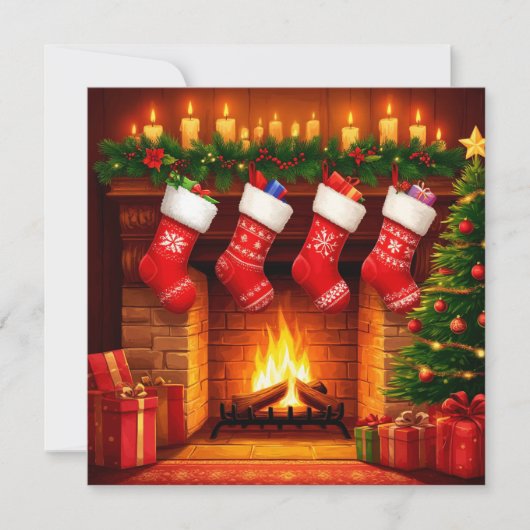 暖炉の上のクリスマスストッキング (正面)