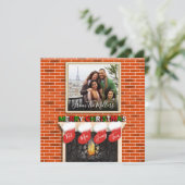 暖炉の上のメリークリスマス家族の写真 シーズンカード (スタンド正面)