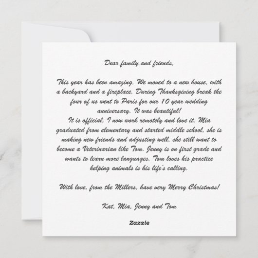 暖炉の上のメリークリスマス家族の写真 シーズンカード (裏面)