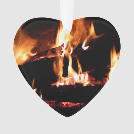 暖炉の中の丸太 オーナメント (正面)