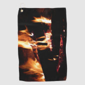 暖炉の中の丸太 ゴルフタオル (正面)