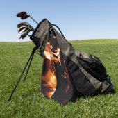 暖炉の中の丸太 ゴルフタオル (グリーン)