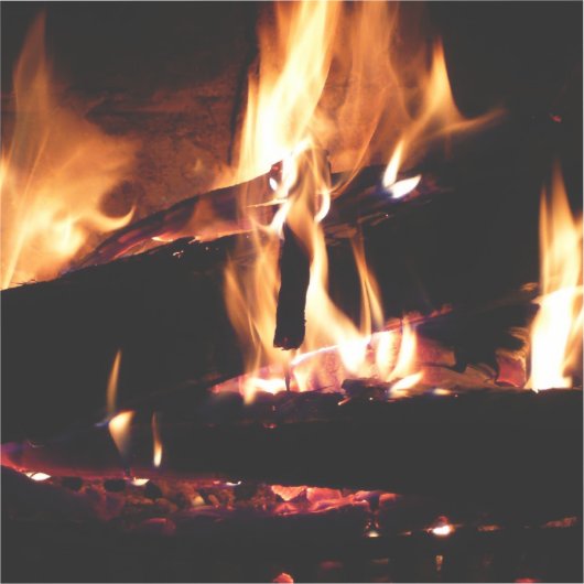 暖炉の中の丸太 シール (正面)