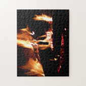 暖炉の中の丸太 ジグソーパズル (縦)