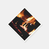 暖炉の中の丸太 スタンダードカクテルナプキン (角)