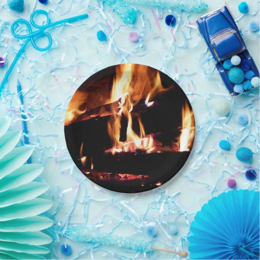 暖炉の中の丸太 ペーパープレート (パーティー)