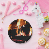 暖炉の中の丸太 ペーパープレート (パーティー)