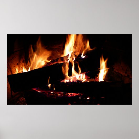 暖炉の中の丸太 ポスター (正面)