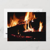 暖炉の中の丸太 ポストカード (正面/裏面)