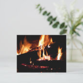 暖炉の中の丸太 ポストカード (スタンド正面)
