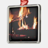 暖炉の中の丸太 メタルオーナメント (左)