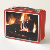 暖炉の中の丸太 メタルランチボックス (裏面)