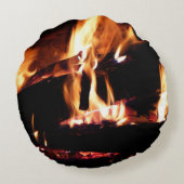 暖炉の中の丸太 ラウンドクッション (裏面)