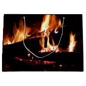 暖炉の中の丸太 ラージペーパーバッグ (正面)