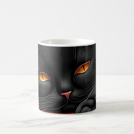 暖炉の前に寝そべっている黒猫 コーヒーマグカップ (中央)
