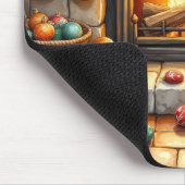 暖炉の前に座るコッカプーとクリスマスの灯り マウスパッド (コーナー)