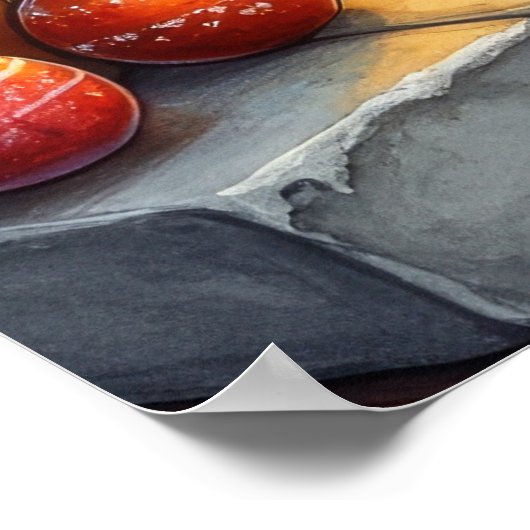 暖炉の前に座る黒猫とクリスマスイルミネーション ポスター (角)