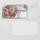 暖炉の前のサンタはストッキングを満たします 名刺 (正面/裏面)