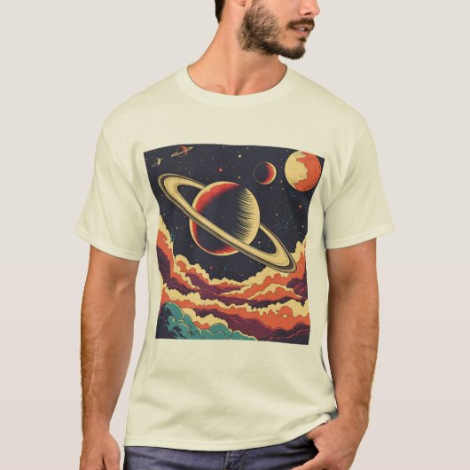 暖炉の地平線上の土星 Tシャツ (正面)