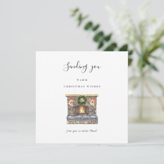 暖炉の暖かいクリスマスの願い事ボス/同僚 シーズンカード (スタンド正面)
