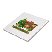 暖炉の焚き火のクリスマスツリーの近くでメリークリスマス タイル (側面)