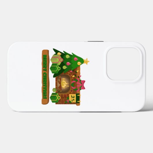 暖炉の焚き火のクリスマスツリーの近くでメリークリスマス Case-Mate iPhoneケース (裏面 (横))