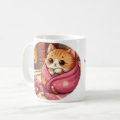 暖炉の詩のマグのそばの居心地の良い猫 コーヒーマグカップ (正面左)