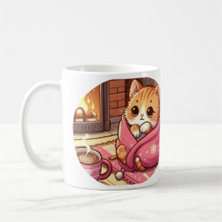 暖炉の詩のマグのそばの居心地の良い猫 コーヒーマグカップ