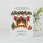 暖炉の靴下　プレゼント　グリーンパーティー 招待状 (スタンド正面)