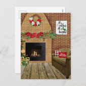 暖炉は全て穏やかである全て明るいクリスマス シーズンポストカード (正面/裏面)