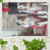 暖炉クリスマスによるオーストラリアの羊飼い キッチンタオル (折り畳み)