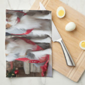 暖炉クリスマスによるオーストラリアの羊飼い キッチンタオル (四つ折り)