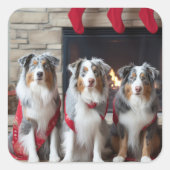 暖炉クリスマスによるオーストラリアの羊飼い スクエアシール (正面)