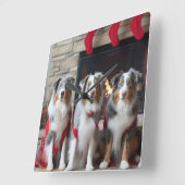 暖炉クリスマスによるオーストラリアの羊飼い スクエア壁時計 (傾斜)