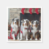 暖炉クリスマスによるオーストラリアの羊飼い スタンダードカクテルナプキン (正面)