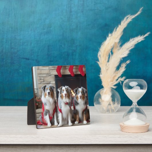 暖炉クリスマスによるオーストラリアの羊飼い フォトプラーク (インサイチュ)