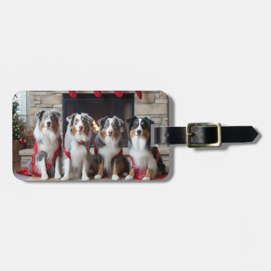 暖炉クリスマスによるオーストラリアの羊飼い ラゲッジタグ (正面横)