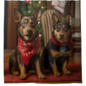 暖炉クリスマスまでにオーストラリアのケルピー シャワーカーテン (正面)