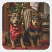 暖炉クリスマスまでにオーストラリアのケルピー スクエアシール (正面)