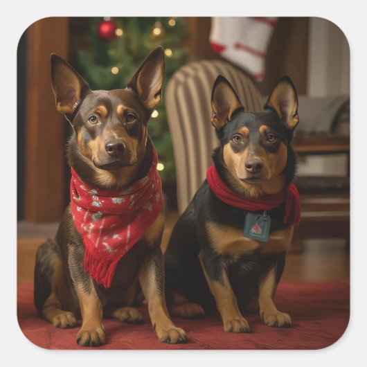 暖炉クリスマスまでにオーストラリアのケルピー スクエアシール (正面)