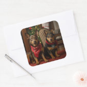 暖炉クリスマスまでにオーストラリアのケルピー スクエアシール (封筒)