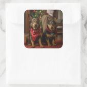 暖炉クリスマスまでにオーストラリアのケルピー スクエアシール (バッグ)