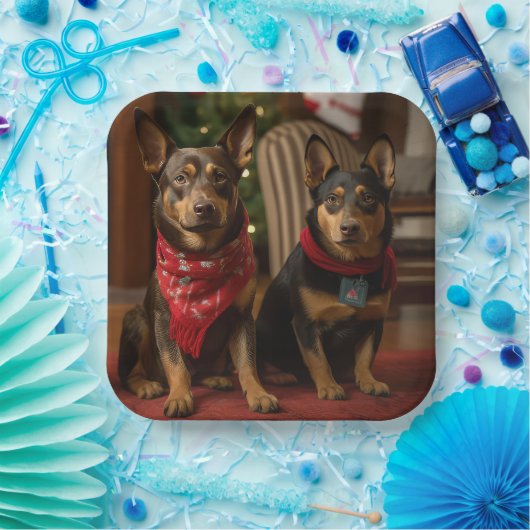 暖炉クリスマスまでにオーストラリアのケルピー ペーパープレート (パーティー)