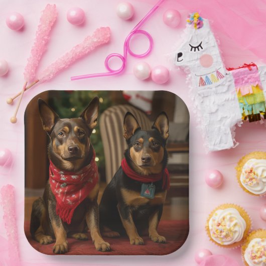 暖炉クリスマスまでにオーストラリアのケルピー ペーパープレート (パーティー)