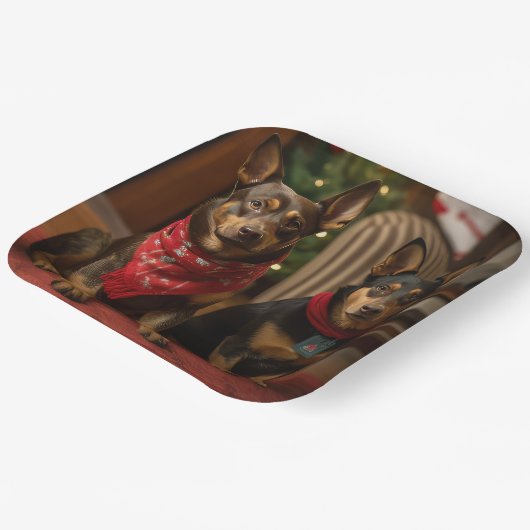 暖炉クリスマスまでにオーストラリアのケルピー ペーパープレート (傾斜あり)