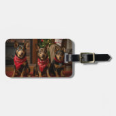 暖炉クリスマスまでにオーストラリアのケルピー ラゲッジタグ (正面横)