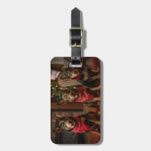 暖炉クリスマスまでにオーストラリアのケルピー ラゲッジタグ (正面縦)