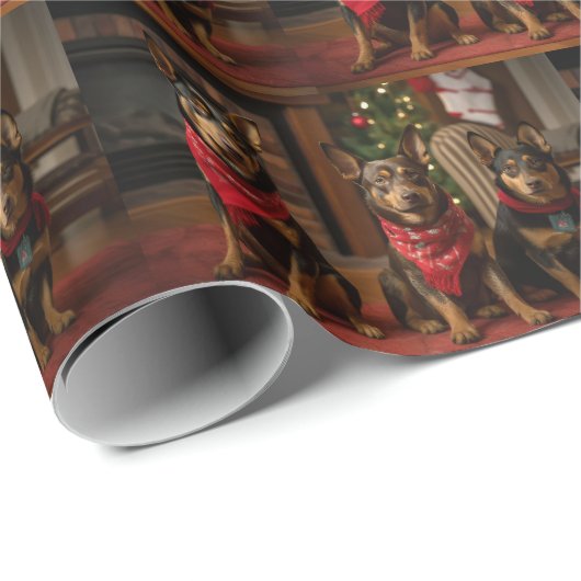 暖炉クリスマスまでにオーストラリアのケルピー ラッピングペーパー (ロールコーナー)